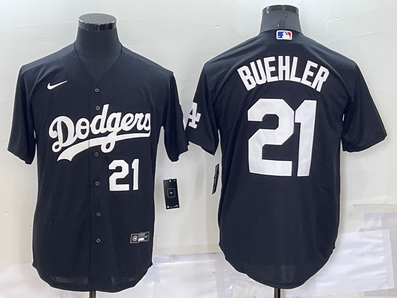 Men's Los Angeles Dodgers #21 Walker Buehler Black Cool Base Stitched Baseball Jersey Men's Los Angeles Dodgers #21 Walker Buehler Black Cool Base Stitched Baseball Jersey
